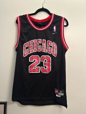 Nike Black and Red Chicago 23 Basketball Jersey